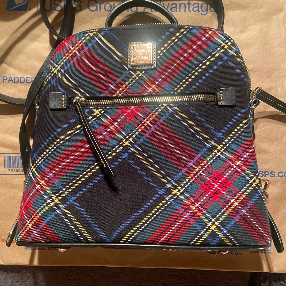 Dooney & Bourke Tartan Backpack - Red, Blue, Yellow